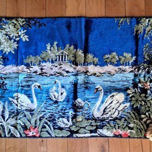 Vintage Hollywood Regency Swan Tapestry